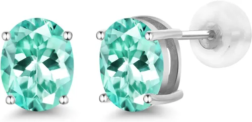 Vista 46 de Gem Stone King Aretes de oro de 14 quilates con piedra natal ovalada de 0.315 x 0.236 in Aretes de oro para mujer