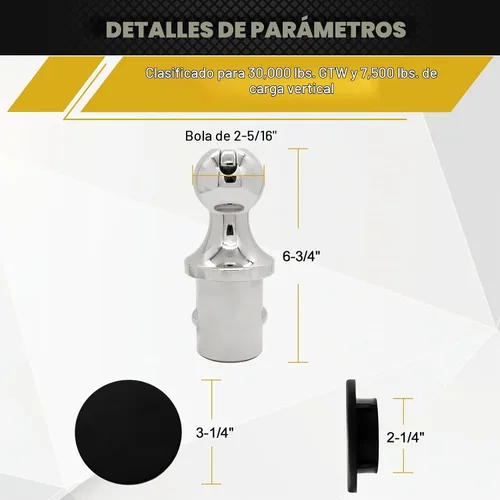 Vista 6 de 60601 - Bola de enganche de cuello de cisne con sistema de disco, compatible con Dodge RAM 2500 3500 2013-2025, bola de cuello de cisne de 2-5/16
