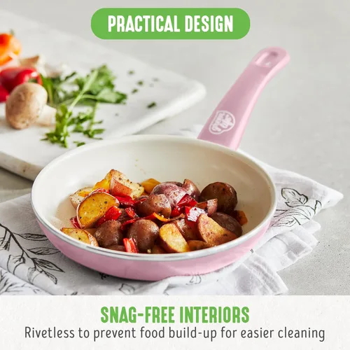 Vista 5 de GreenLife Sartén antiadherente de 8 pulgadas, cerámica no tóxica sin PFAS antiadherente, apta para lavavajillas y horno, asas que se mantienen