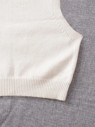 Vista 4 de Verdusa Suéter de punto sin mangas con cuello redondo para mujer
