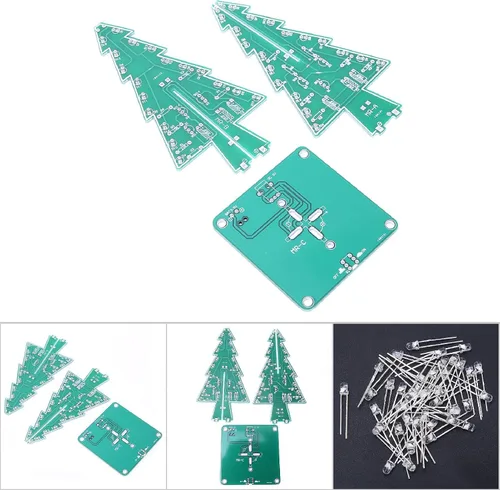 Vista 6 de Árbol de Navidad 3D, circuito flash LED, kit de árbol de Navidad para práctica de soldadura, kit de proyecto electrónico para decoración de regalo 7