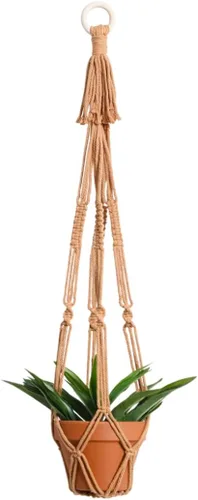 Vista 9 de Artilady Maceta Colgante Negra para Plantas de Interior Colgador de Plantas de Macramé Soporte Colgante Grande para Plantas con Cuentas Ajustables