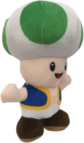 Vista 2 de YoCosii Peluche de sapo verde de hongo, posición de pie, muñeco de juguete de peluche de 8 pulgadas