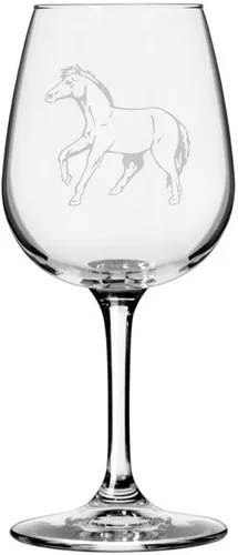 Vista 6 de Abaco Barb Body Horse - Copa de vino grabada multiusos (12.75 onzas) Unique Gifts for Horse Lovers, Personalized Wine Glasses, All-Purpose