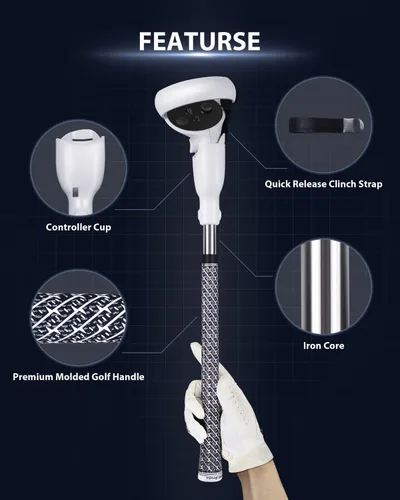 Vista 2 de Amavasion VR Golf Club Handle Accessories Compatible with Meta Oculus Quest 2 Enhance Immersive VR Game Experience BlackWhite