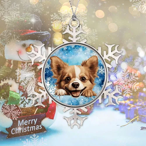 Vista 5 de Juguete ruso de Navidad Adorno de copo de nieve Juguete ruso Lindo Divertido Peeking Perro Cachorro Decoración de Navidad Adornos de Copo de Nieve