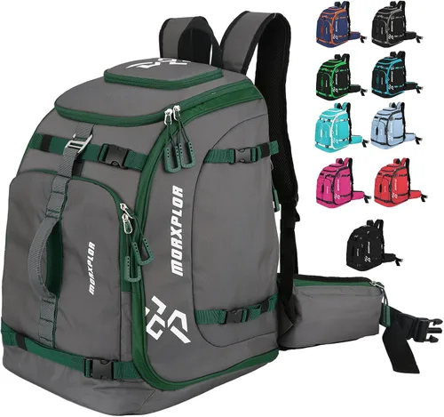 Vista 9 de MORXPLOR Ski Boot Bag - 65L Padded, Waterproof Ski Travel Backpack for Gear & Accessories