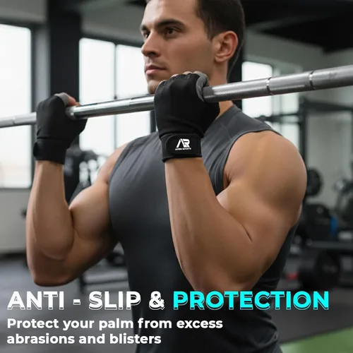 Vista 5 de Guantes de gimnasio transpirables para hombres y mujeres – Guantes de entrenamiento ligeros, antideslizantes con protección completa de la palma