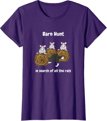 Vista 7 de Funny Barn Hunt - En busca de las ratas con Border Collie Camiseta, Negro