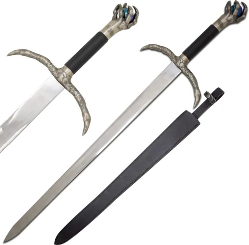 Vista 7 de Medieval Warrior Espada vikinga de fantasía hecha a mano personalizada viene con funda de cuero negro