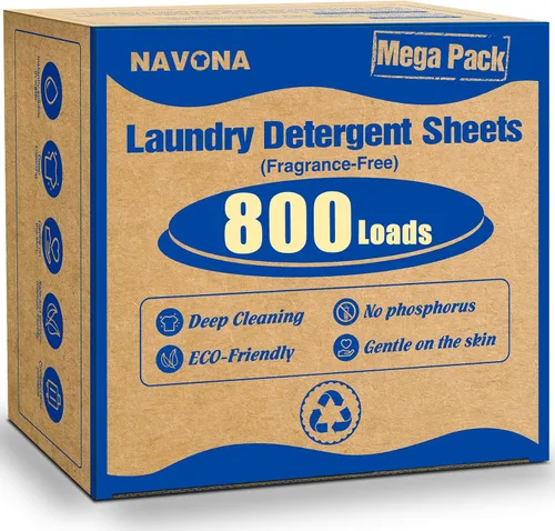 Vista 11 de Paquete Mega de 1000 Cargas de Hojas de Detergente para Ropa, Hojas de Lavandería Ecológicas, Limpieza Potente, Adecuadas para Hogares, Dormitorios
