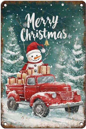 Vista 13 de Letrero de metal con texto en inglés "Just a Girl Who Loves Christmas", póster de hojalata para árbol de Navidad, decoración conmovedora de pared