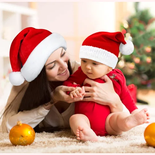 Vista 4 de Sombrero de Papá Noel para bebé, gorro de Navidad para bebé, gorro de Navidad para recién nacido, disfraz de Papá Noel para bebé