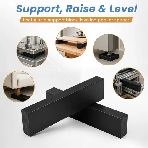 Vista 5 de 2 Pcs HDPE Plastic Blocks, 1 x 4 x 12 Inch, Black Negro2Pack