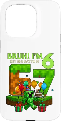 Vista 14 de Bruh I'm 6 But One-Day I'll Be 67 Retro 6th Birthday Kids Case for iPhone 17