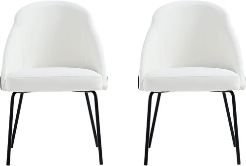 Vista 17 de Manhattan Comfort Gracie - Juego de 1 sillas de comedor modernas de piel sintética, asiento tapizado de piel sintética, patas de acero, espuma