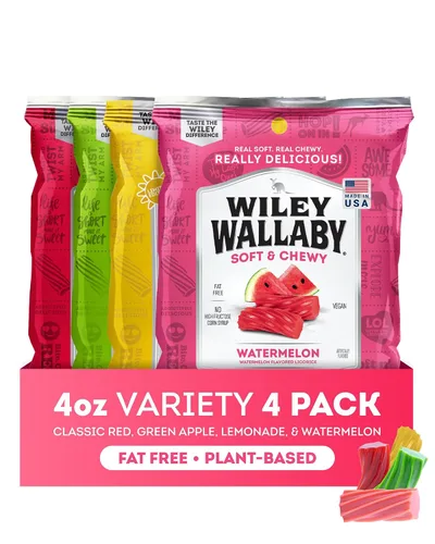 Vista 10 de Wiley Wallaby Regaliz australiano, bolsas de 4 onzas, 12 unidades (negro)