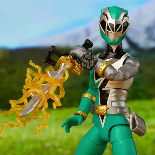 Vista 3 de Power Rangers Lightning Collection Dino Fury Green Ranger - Figura de acción a escala de 6 pulgadas, juguetes y figuras de acción para niños a