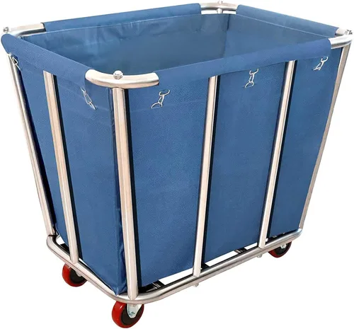 Vista 8 de Carrito de lavandería comercial grande de 11.35 Bushel con ruedas de 4 Beige - 11.35 Bushels - 8 Tubos