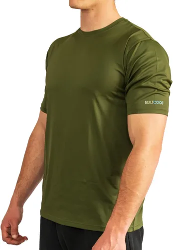 Vista 2 de BuiltCool - Camisa de cuello redondo para hombre, secado rápido, absorción de humedad instantánea, protección solar UPF 50
