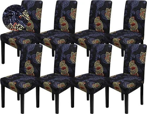 Vista 78 de Sufdari Juego de 2 fundas para sillas de comedor, fundas para sillas de cocina, fundas para sillas Parsons, protectores de sillas de elastano