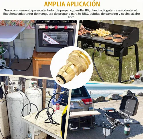 Vista 7 de Adaptador de propano POL a QCC1, adaptador de tanque de propano de latón que convierte la válvula de servicio de tanque POL LP a manguera