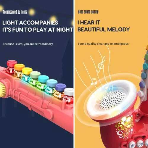 Vista 3 de Smaroll Juguetes de Saxofón para Niños con Luz y Sonido, Juguetes Educativos Multifuncionales, Instrumento Musical para Juguete Temprano para Niñas