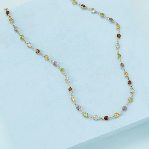 Vista 3 de Ross-Simons Collar de piedras preciosas múltiples engastadas con bisel de 8,85 qt. t en oro de 18 quilates sobre plata esterlina, Gema, multi