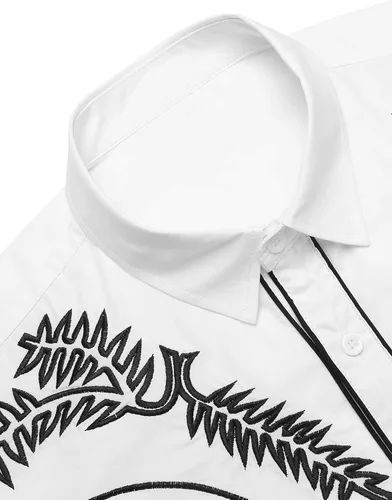 Vista 4 de COOFANDY Men's Western Shirts Long Sleeve Slim Fit Embroideres Cowboy Casual Button Down Shirt