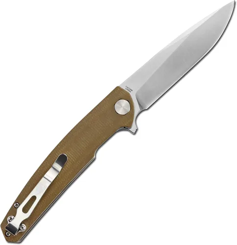 Vista 3 de S-TEC Sandvik - Cuchillo plegable de acero inoxidable con mango compuesto G10 (TS500 marrón)
