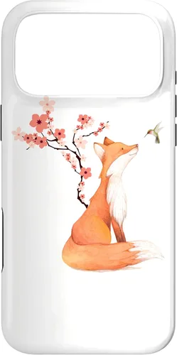Vista 22 de The Cute Fox and Hummingbird Cherry Blossom Flower Present Case for iPhone 17