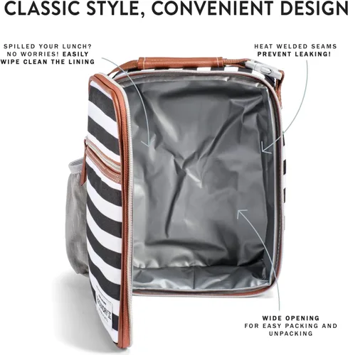 Vista 5 de Fit & Fresh Thayer - Bolsa de almuerzo aislada con 2 recipientes de alimentos, lonchera reutilizable, mini bolsa enfriadora, perfecta
