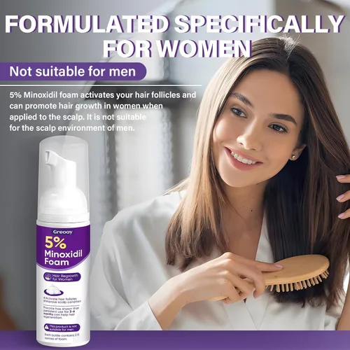 Vista 5 de 5% de espuma de minoxidil para mujer, espuma para el crecimiento del cabello, adecuada para adelgazamiento del cabello, retroceso de la línea