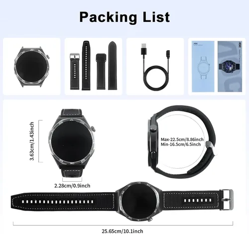Vista 8 de AOC Smartwatch Fitness Sports Watch 1.43 AMOLED HD pantalla táctil, AI GPT, llamada Bluetooth, asistente de voz, monitoreo de frecuencia cardíaca