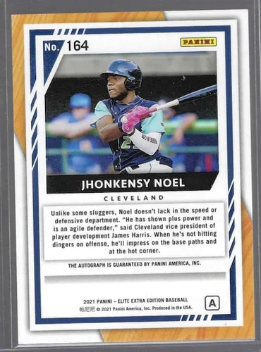 Vista 2 de Jhonkensy Noel 2021 Panini Elite Extra Edition Silver Foil Prospect Auto #d /180 - Sports Memorabilia