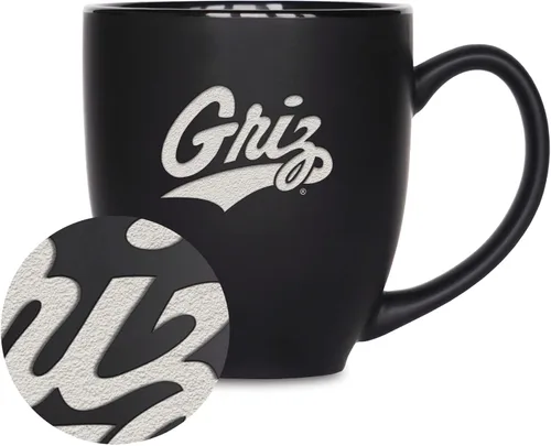 Vista 189 de Rico Industries - Taza de cerámica mate negra con grabado láser estándar de 15oz para NCAA (escuelas T & U) - Para bebidas calientes o frías