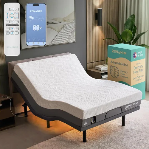 Vista 10 de SFE - Base de cama ajustable y colchón individual XL, espuma viscoelástica de gel de 14 pulgadas, cero holgura, masaje eléctrico, control remoto