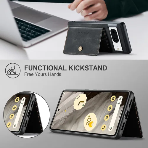 Vista 2 de Funda para Google Pixel 8 2023, cartera magnética desmontable con ranura para efectivo, soporte de carga inalámbrica con función de soporte