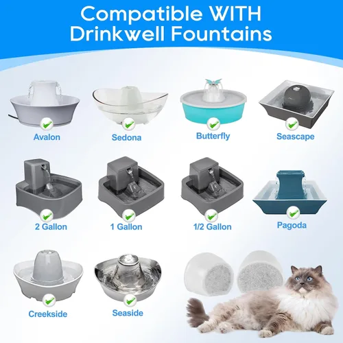 Vista 2 de Filtros de carbono de repuesto para Drinkwell, filtro de fuente de agua para gatos, filtros de fuente de mascotas para perros compatibles