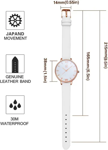 Vista 5 de SHENGKE Simplicity - Reloj creativo para mujer, de piel auténtica, elegante, para mujer
