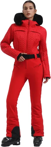 Vista 46 de GSOU SNOW Traje de esquí para mujer, traje de nieve delgado de una pieza, chaqueta de nieve, impermeable, resistente al viento, deportes al aire