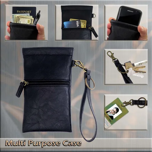 Vista 6 de Bolsa suave para lentes de sol, soporte extra grande para anteojos con soporte para gafas con cordón de muñeca y paño de limpieza