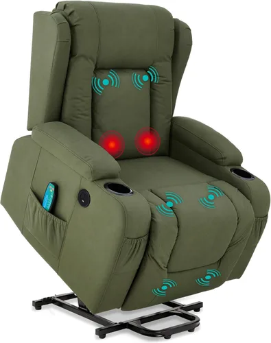 Vista 9 de Best Choice Products - Silla de elevación eléctrica de cuero PU, silla reclinable de masaje, muebles ajustables para espalda, patas con 3