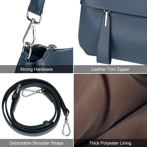 Vista 40 de Over Earth Genuine Leather Crossbody Bags for Women Small Hobo Handbags Shoulder Purses with 2 Detachable Straps