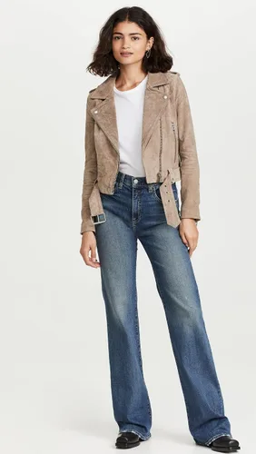 Vista 5 de BLANKNYC Ropa de lujo para mujeres, chaquetas de motocicleta de cuero de gamuza recortadas, abrigos cómodos y elegantes