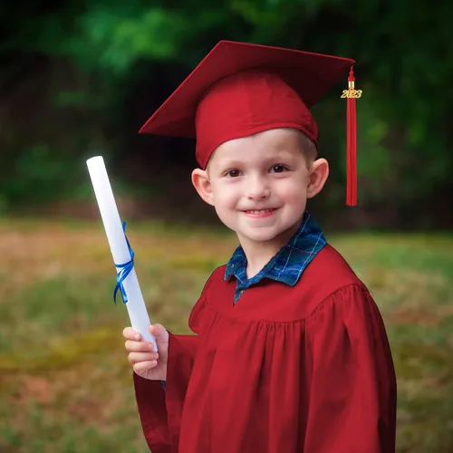 Vista 5 de Aneco Juego de gorro de graduación para jardín de infantes preescolar con borla 2023 y banda de graduación para tamaño infantil