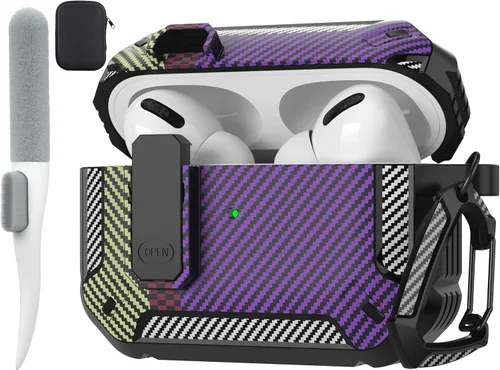 Vista 83 de Maxjoy Funda para AirPods Pro 3 2025, MagSafe compatible con bloqueo automático, funda protectora a prueba de golpes con soporte para teléfono