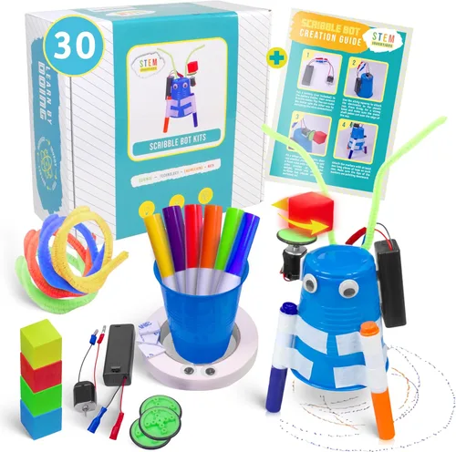 Vista 7 de Scribble Bot Kit, paquete de 2 – Construye 2 robots de dibujo motorizados, kit completo de proyecto STEM para aulas, a partir de 8 años