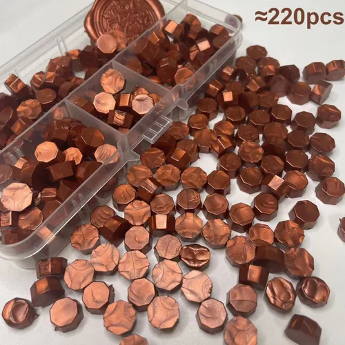 Vista 2 de 220 cuentas de sellado de cera para sello de cera (bronce rojo metálico)