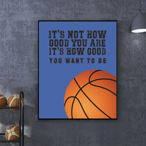 Vista 2 de MTL HOE Pósteres inspiradores para pared, impresión de la habitación de los niños, arte motivacional de deportes, citas positivas, baloncesto